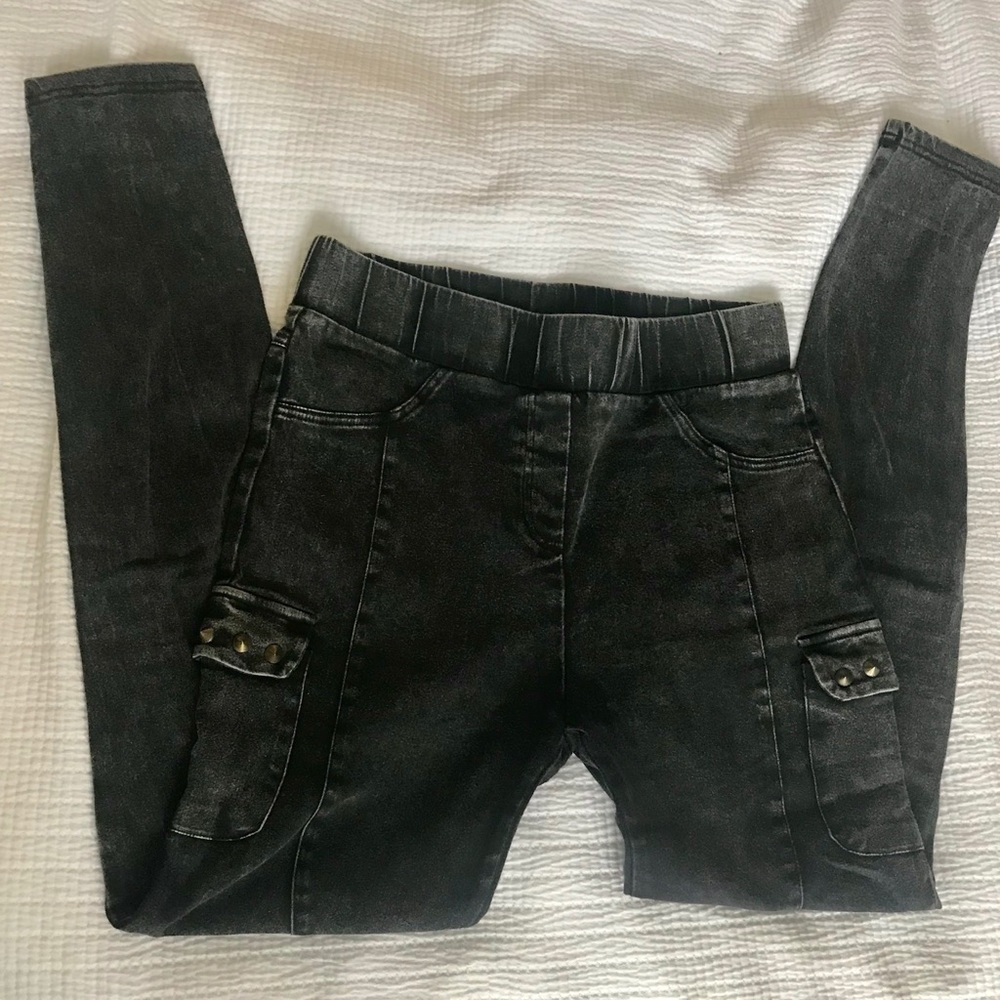 Stella & Jamie - Black Moto Leggings - Size Medium
